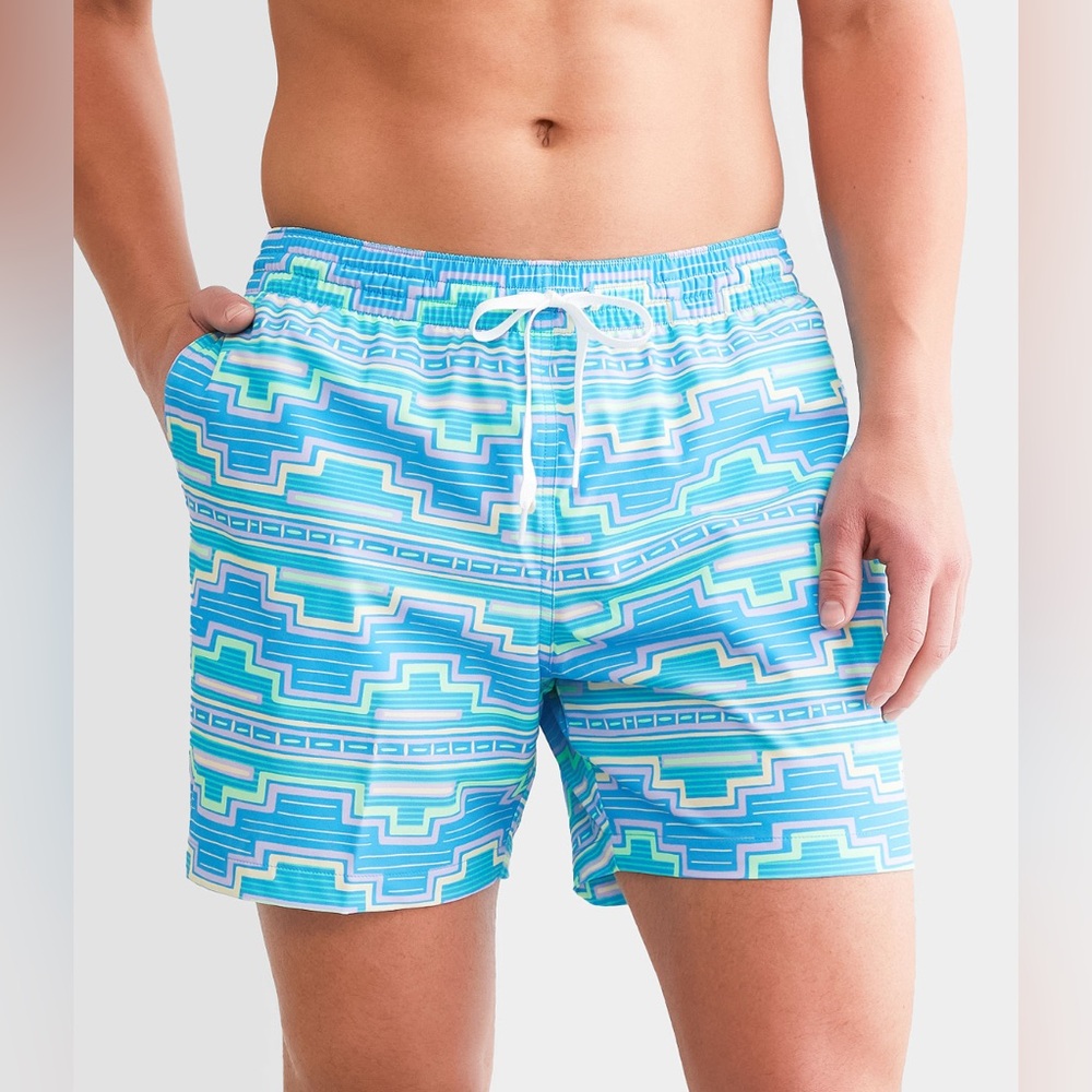 Chubbies Blue and Green Patterned Swim Trunks